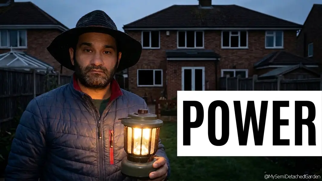 Ziggy's suburban garden in a UK semi-detached home testing solar setups